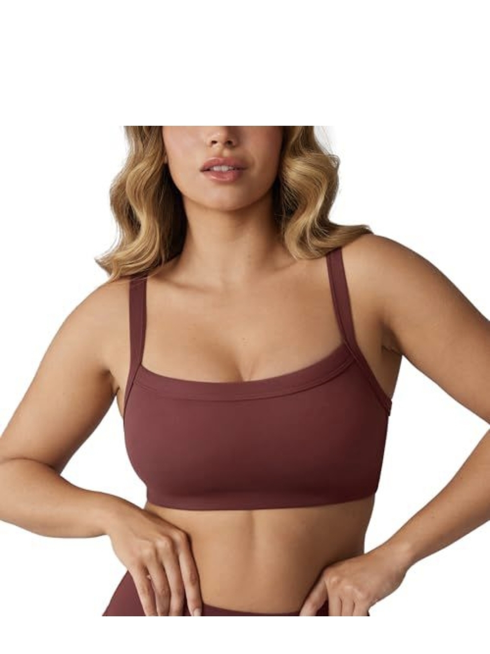 Square-Neck Sports Bralette in Mauve Rose